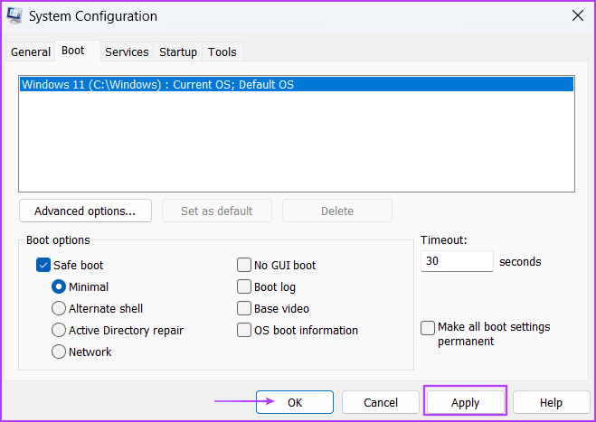 Use-Safe-Mode-to-Complete-the-Operation-3 أفضل 7 إصلاحات لخطأ الفيروس "لم تكتمل العملية بنجاح" في Windows 11