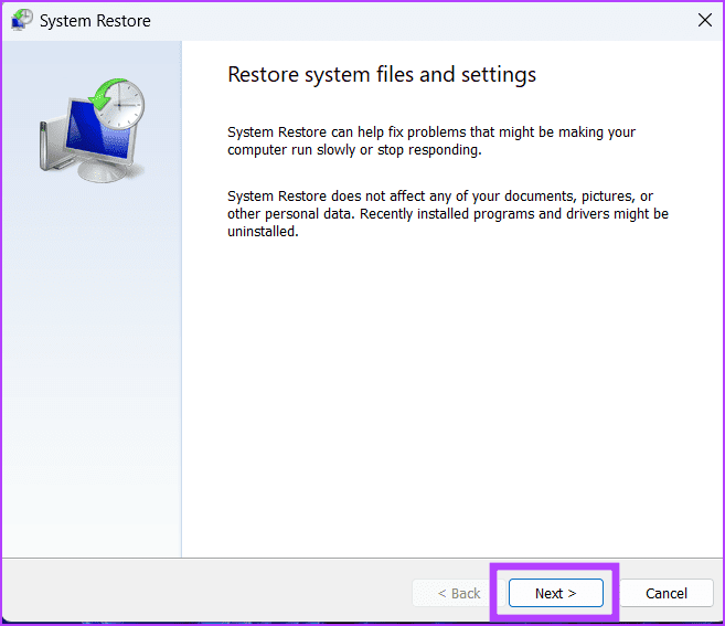 Use-system-restore-0 أهم 7 إصلاحات لـ "حدث خطأ أثناء تحميل مستكشف الأخطاء ومصلحها" في Windows 11