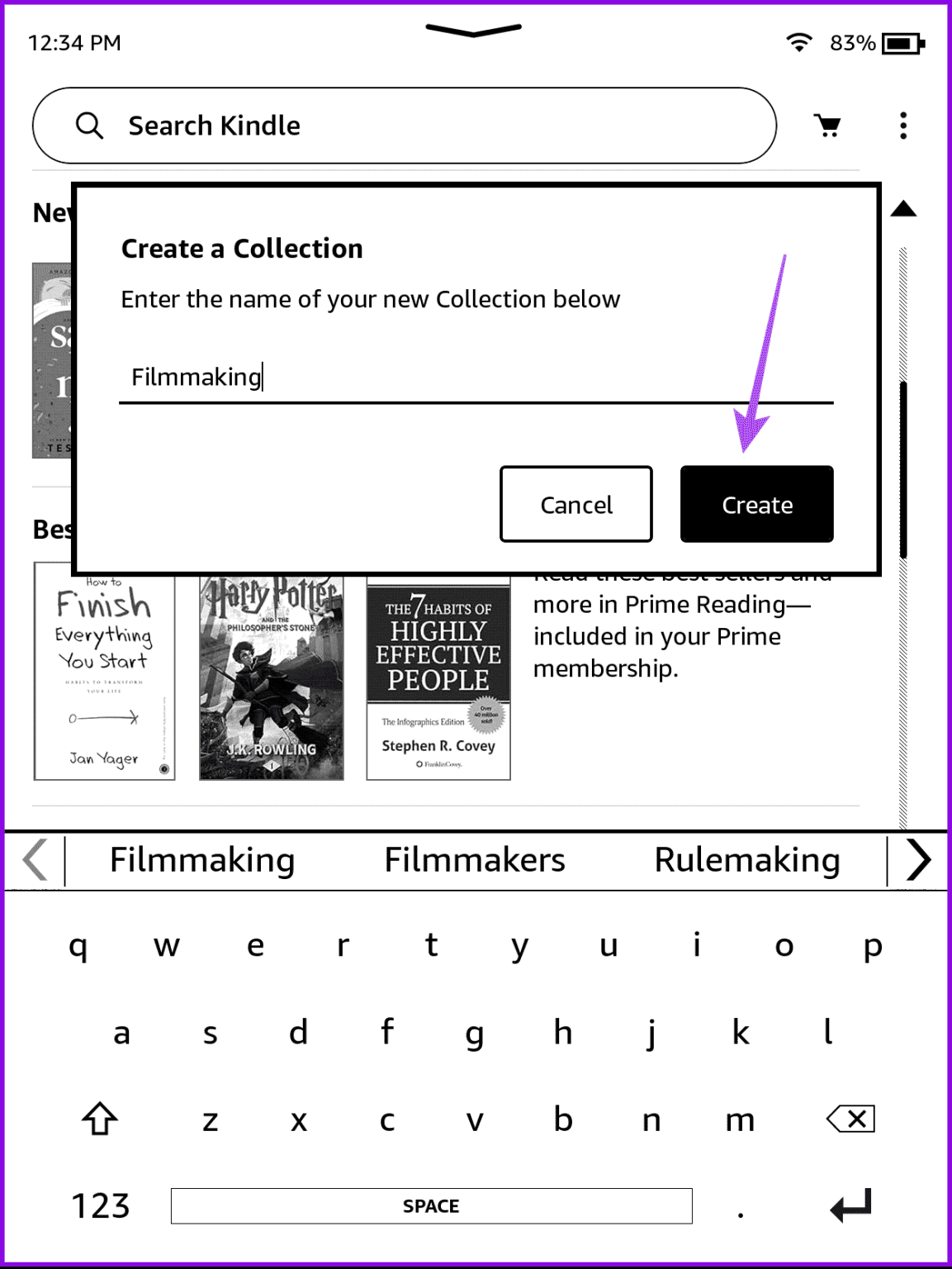 add-a-name-to-collection-kindle-1153x1536-1 كيفية إنشاء وإدارة مجموعات الكتب على Amazon Kindle