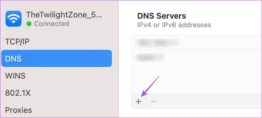 add-dns-server-entry-in-mac أفضل 6 إصلاحات لعدم عمل Microsoft Edge على iPhone وiPad وMac