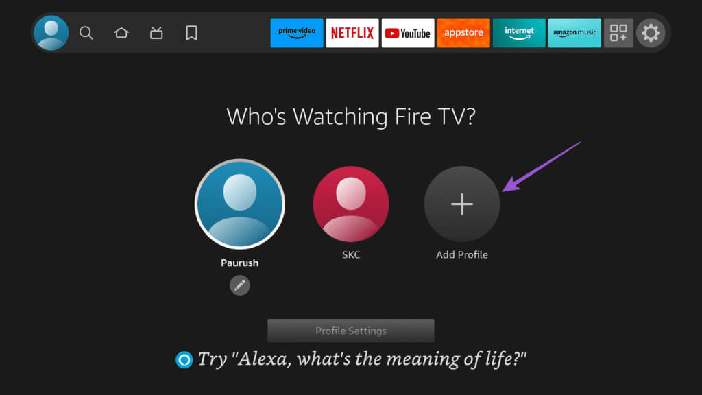 add-profile-fire-tv-stick-4k-1024x576-1 أفضل 5 إصلاحات لعدم إمكانية حذف التطبيقات على Amazon Fire TV Stick