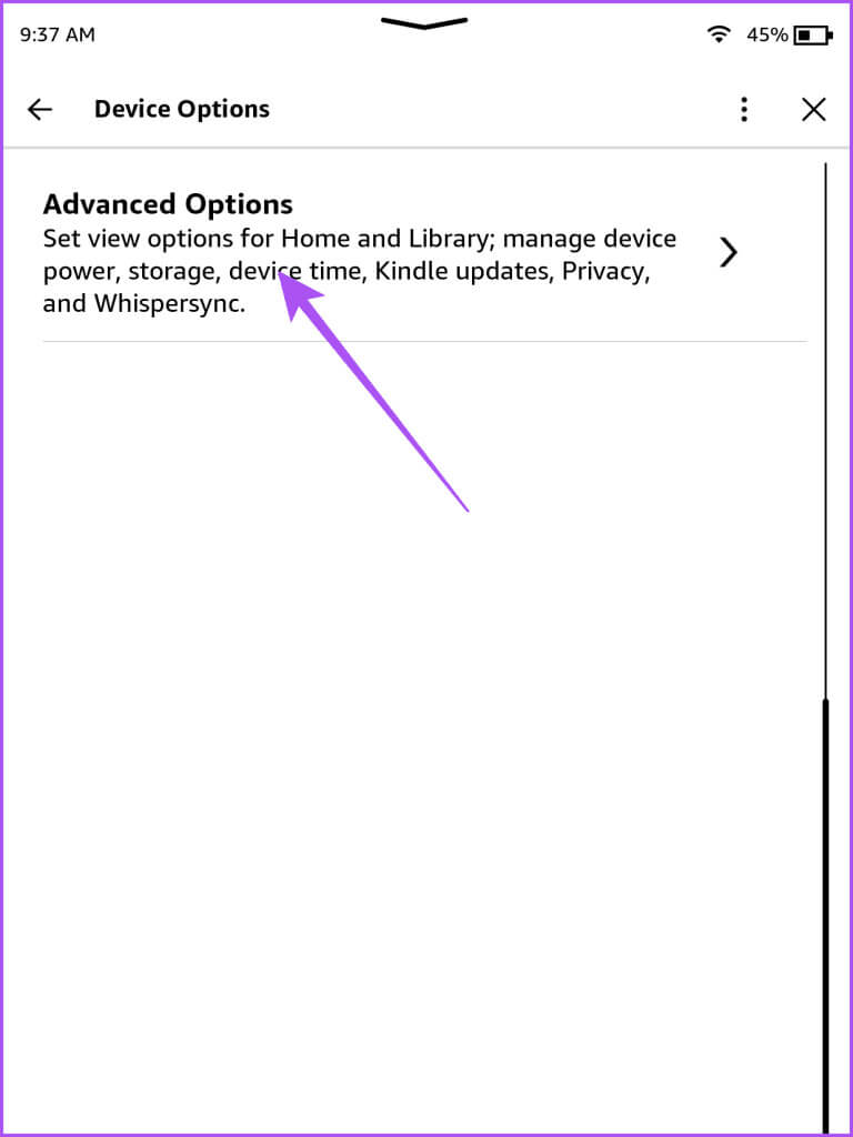 advanced-options-kindle-settings-device-info-768x1024-1 كيفية استخدام الضوء الدافئ على جهاز Amazon Kindle