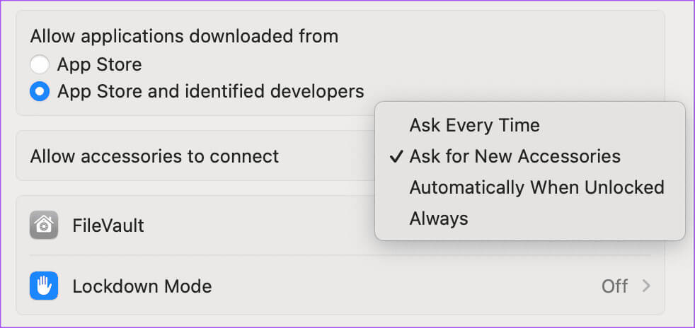 allow-new-accessories-to-connect-on-mac أفضل 7 إصلاحات لخطأ "هذا الـ iPhone مفتوح في نافذة أخرى" في Apple Music على Mac