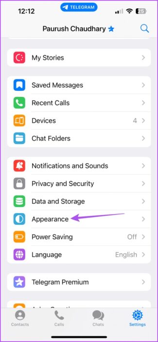 appearance-settings-telegram-iphone-1-475x1024-1-e1703971902549 كيفية جدولة الوضع المظلم على Telegram على الهاتف المحمول وسطح المكتب