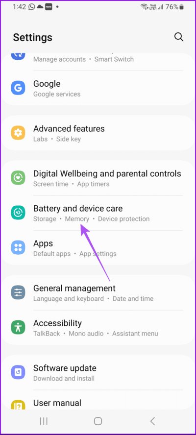 battery-and-device-care-settings-samsung-1-692x1536-1 أفضل 6 إصلاحات لعدم تحديث الموقع في تطبيق الطقس على هواتف Samsung Galaxy