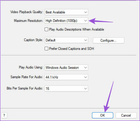 change-video-playback-quality-itunes-windows أفضل 9 إصلاحات لعدم تشغيل مقاطع فيديو Apple Music على iPhone وiPad وMac وWindows
