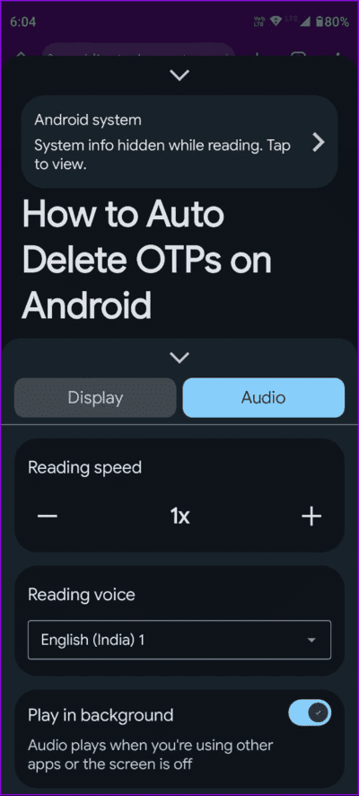 check-audio-setting-reading-app-android كيفية استخدام تطبيق Reading Mode على Android