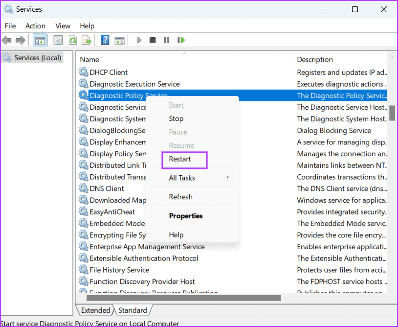 check-diagnostic-services أهم 7 إصلاحات لـ "حدث خطأ أثناء تحميل مستكشف الأخطاء ومصلحها" في Windows 11