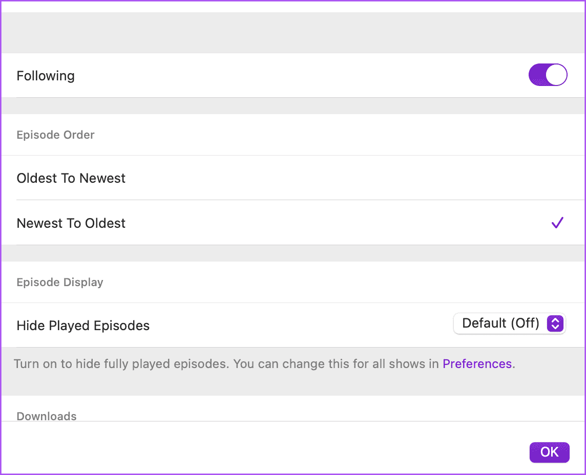 check-podcast-settings-mac أفضل 5 إصلاحات لعدم عمل إشعارات تطبيق Podcast على iPhone وiPad وMac