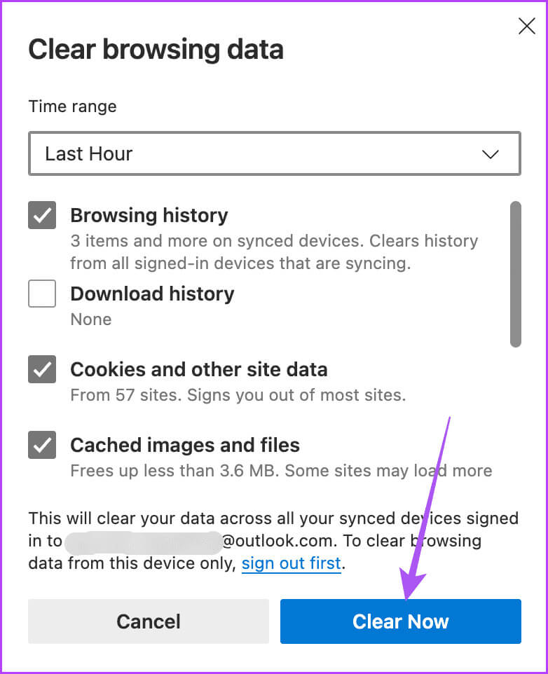 clear-now-browsing-data-from-microsoft-edge-desktop أفضل 6 إصلاحات لعدم عمل Microsoft Edge على iPhone وiPad وMac