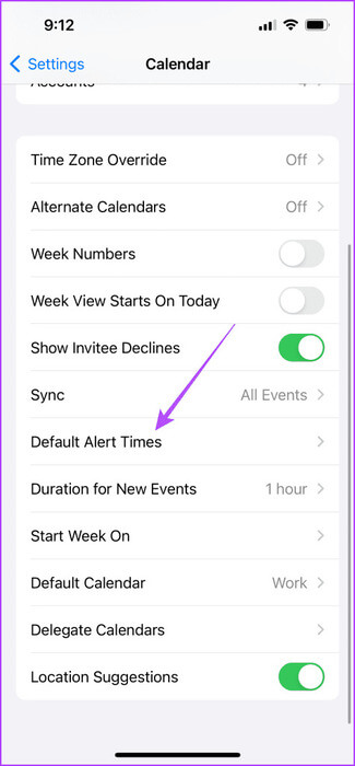 default-alert-times-calendar-settings-iphone-475x1024-1 أفضل 6 إصلاحات لعدم ظهور أعياد الميلاد في تطبيق التقويم على iPhone