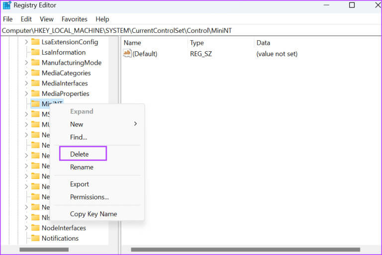 delete-minint-key-2-768x513-1 أفضل 8 طرق لإصلاح خطأ DISM 50 في Windows 10 و11