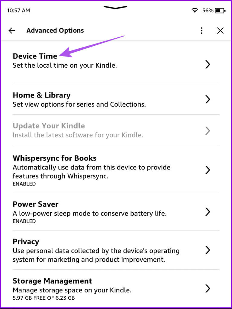 device-time-settings-kindle-768x1023-1 كيفية استخدام الضوء الدافئ على جهاز Amazon Kindle