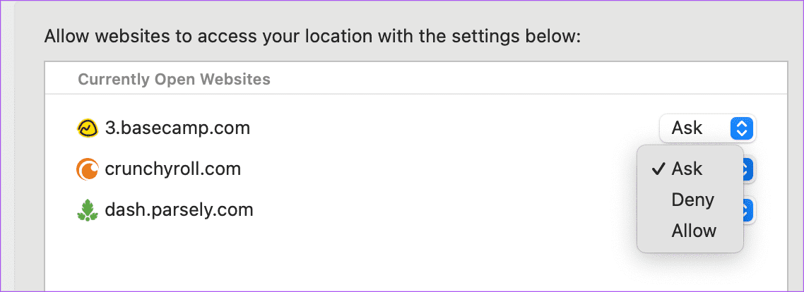 disable-location-for-crunchyroll-safari- أفضل 5 إصلاحات لمشكلة عدم عمل Crunchyroll مع VPN
