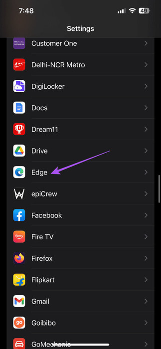 edge-settings-iphone-473x1024-1 أفضل 6 إصلاحات لعدم عمل Microsoft Edge على iPhone وiPad وMac