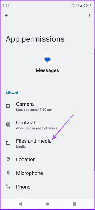 files-and-media-app-info-messages-app-463x1024-1 أفضل 7 إصلاحات لعدم إمكانية إرسال صور GIF في تطبيق رسائل Google