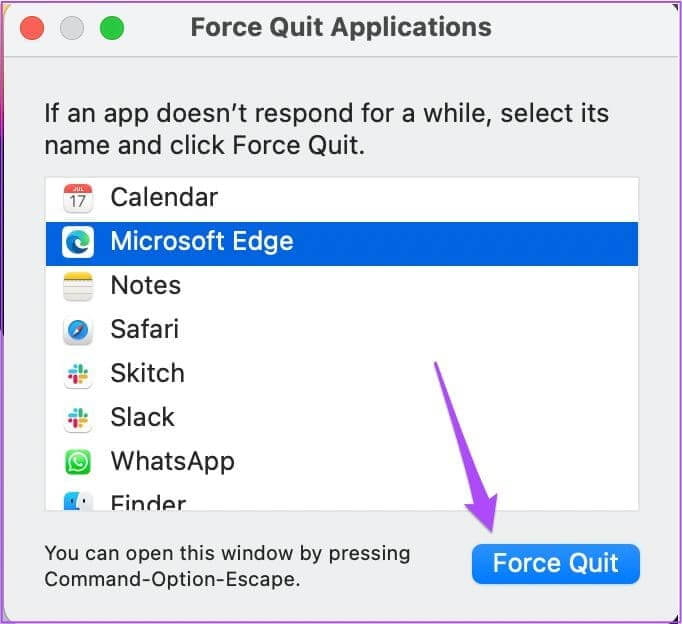 force-quit-edge-mac أفضل 6 إصلاحات لعدم عمل Microsoft Edge على iPhone وiPad وMac