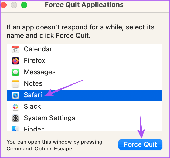 force-quit-safari-on-mac-1 أفضل 7 إصلاحات لعدم عمل وضع القارئ في Safari