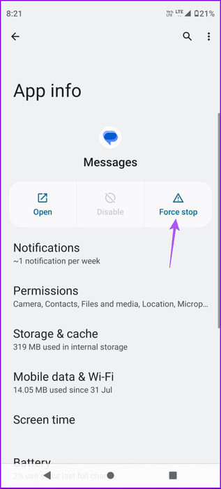 force-stop-google-messages-app-463x1024-1 أفضل 7 إصلاحات لعدم إمكانية إرسال صور GIF في تطبيق رسائل Google