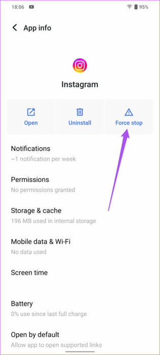 force-stop-instagram-app-android-462x1024-1 أفضل 5 إصلاحات لعدم تشغيل مقاطع فيديو HDR على Instagram على iPhone وAndroid