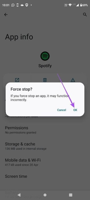 force-stop-spotify-app-on-android-461x1024-1 أفضل 7 إصلاحات لعدم تشغيل Spotify للأغاني التي تم تنزيلها على Android وiPhone