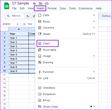 how-to-add-customize-trendline-in-google-sheets-4 كيفية إضافة وتخصيص خط الاتجاه على الرسم البياني في Google Sheets