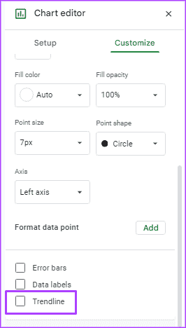 how-to-add-customize-trendline-in-google-sheets-9 كيفية إضافة وتخصيص خط الاتجاه على الرسم البياني في Google Sheets