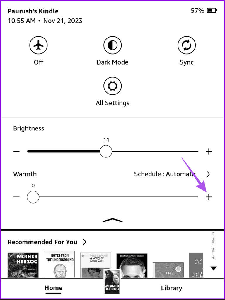 increase-warmth-levels-kindle-768x1023-1 كيفية استخدام الضوء الدافئ على جهاز Amazon Kindle