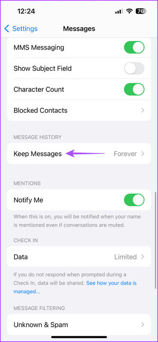keep-messages-settings-iphone-475x1024-1 أفضل 5 إصلاحات لعدم ظهور صور iMessage في تطبيق الصور على iPhone وiPad وMac