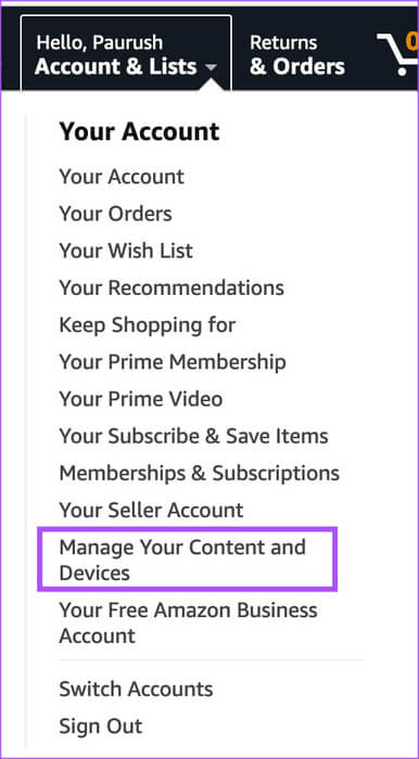 manage-your-content-and-devices-amazon-account أفضل 4 إصلاحات لعدم مزامنة كتب Kindle بين الأجهزة
