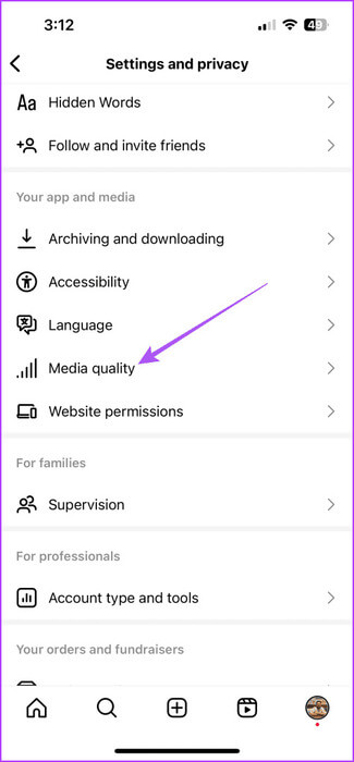 media-quality-settings-instagram-475x1024-1 أفضل 5 إصلاحات لعدم تشغيل مقاطع فيديو HDR على Instagram على iPhone وAndroid