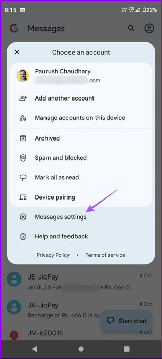 messages-settings-google-messages-app-463x1024-1 أفضل 7 إصلاحات لعدم إمكانية إرسال صور GIF في تطبيق رسائل Google
