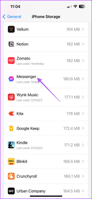 messenger-iphone-storage-475x1024-1 أفضل 7 إصلاحات لعدم عمل ميزة Picture-in-Picture في Facebook Messenger
