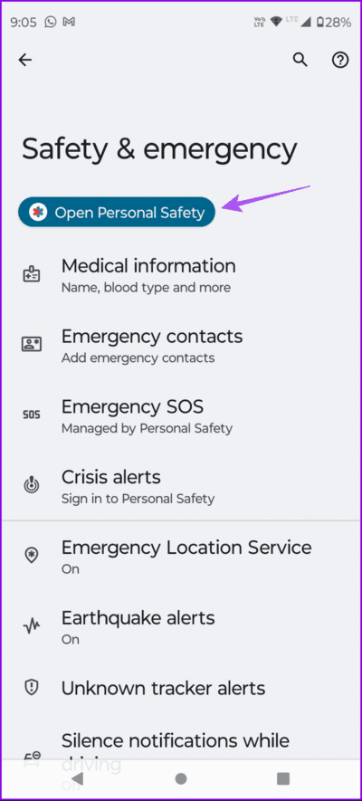 open-personal-safety-android-694x1536-1 كيفية إضافة وإدارة المعلومات الطبية على هواتف Samsung Galaxy