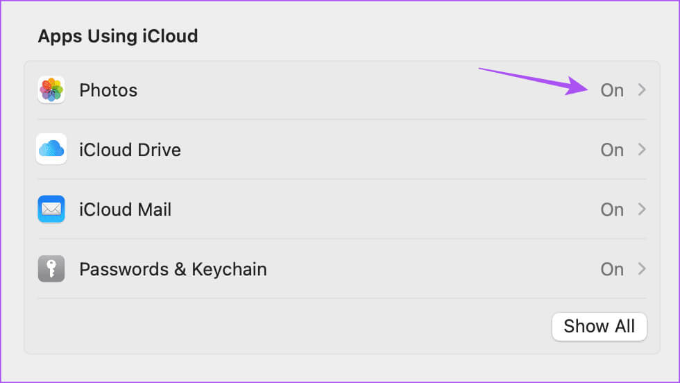 photos-icloud-settings-Mac أفضل 5 إصلاحات لعدم ظهور صور iMessage في تطبيق الصور على iPhone وiPad وMac