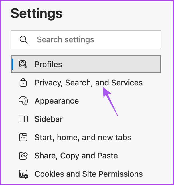 privacy-search-and-services-edge-deskotp أفضل 6 إصلاحات لعدم عمل Microsoft Edge على iPhone وiPad وMac