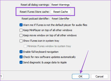 reset-itunes-cache-windows-11 أفضل 7 إصلاحات لعدم تنزيل iTunes للموسيقى على Windows 11