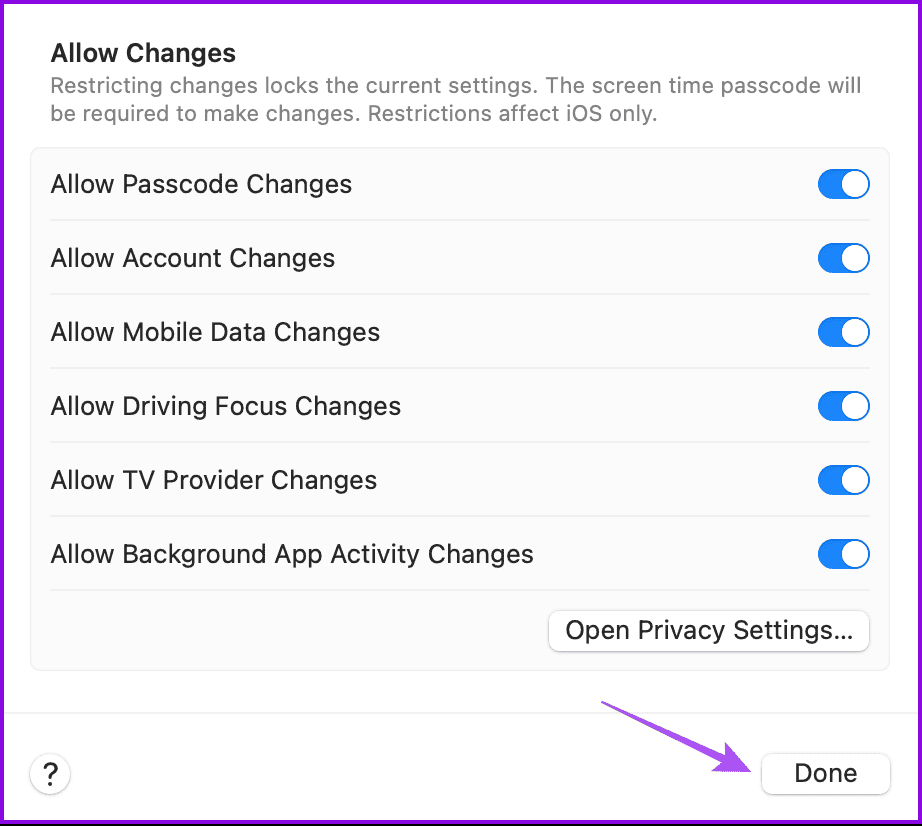 save-content-and-privacy-changes-mac أفضل 4 إصلاحات لمشكلة "تم تكوين هذه الإعدادات بسبب خطأ في الملف الشخصي" على Mac
