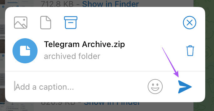 send-zip-file-telegram-mac كيفية إرسال صور ومقاطع فيديو عالية الجودة على Telegram على الهاتف المحمول وسطح المكتب
