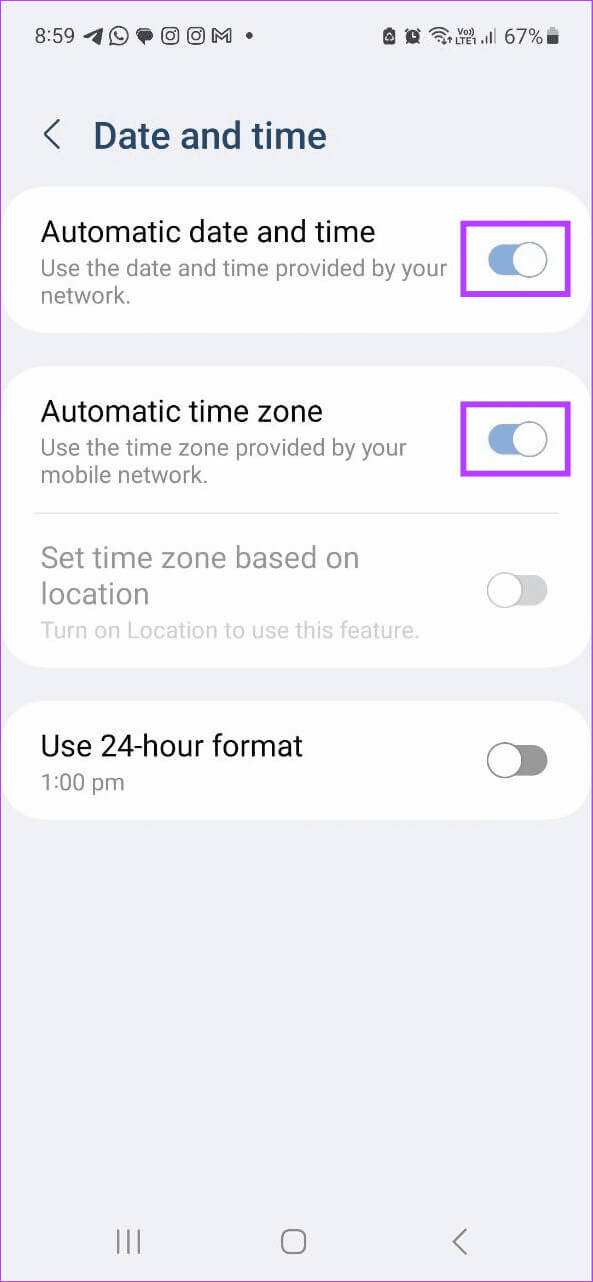 set-date-to-automatic 9 طرق لإصلاح خطأ "Google يستمر في التوقف" على Android