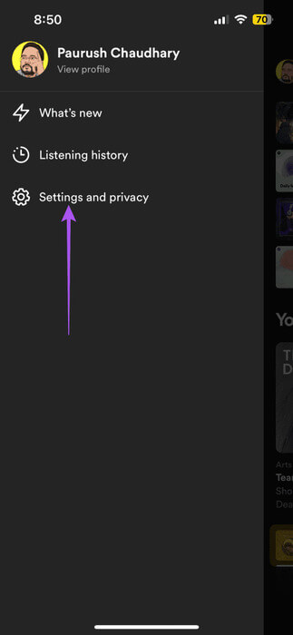 settings-and-privacy-spotify-app-473x1024-1 أفضل 7 إصلاحات لعدم تشغيل Spotify للأغاني التي تم تنزيلها على Android وiPhone