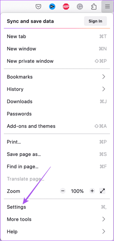 settings-firefox- أفضل 5 إصلاحات لمشكلة عدم عمل Crunchyroll مع VPN