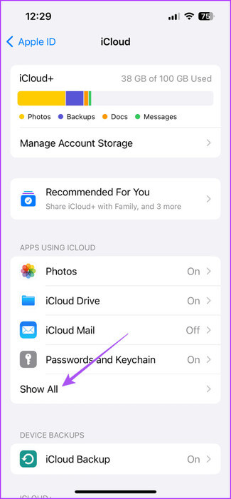 show-all-icloud-settings-iphojne-475x1024-1 أفضل 5 إصلاحات لعدم ظهور صور iMessage في تطبيق الصور على iPhone وiPad وMac