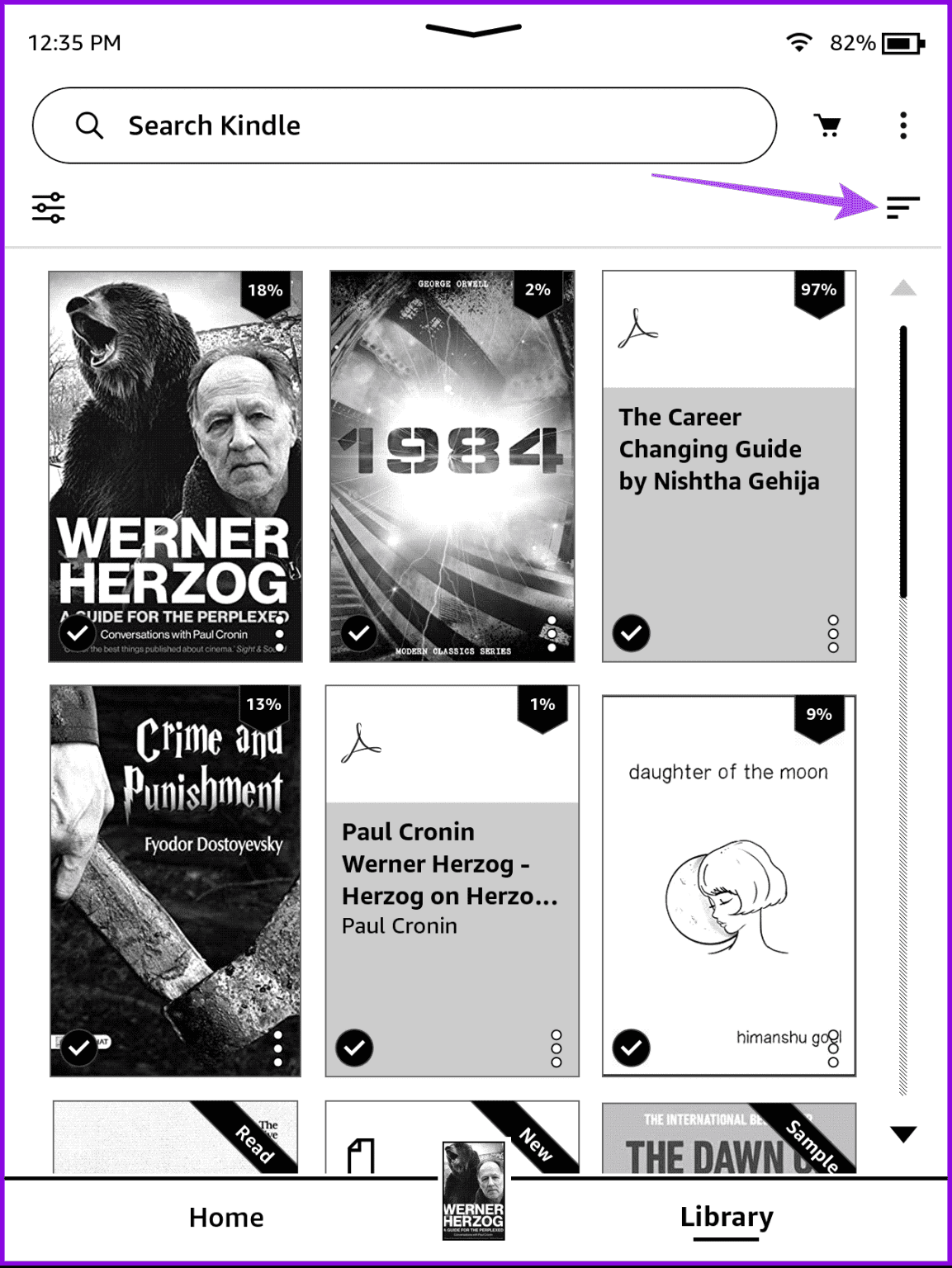 sort-my-menu-kindle-library-1153x1536-1 كيفية إنشاء وإدارة مجموعات الكتب على Amazon Kindle