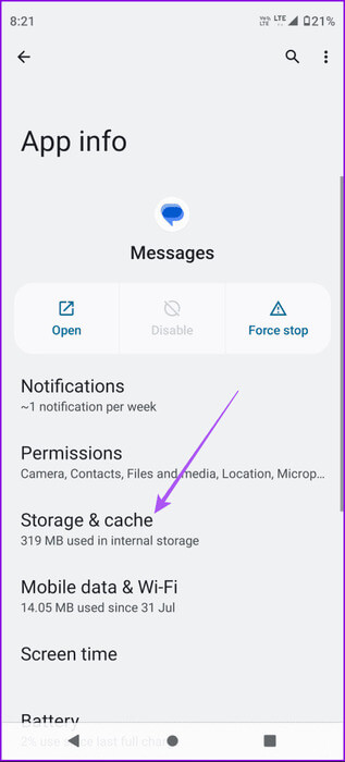 storage-and-cache-google-messages-app-463x1024-1 أفضل 7 إصلاحات لعدم إمكانية إرسال صور GIF في تطبيق رسائل Google