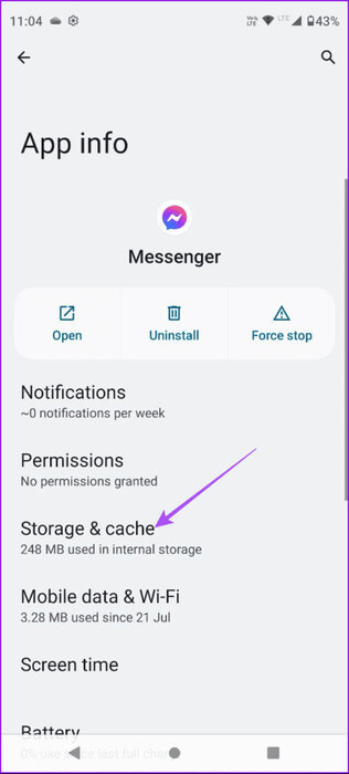 storage-and-cache-messenger-android-462x1024-1 أفضل 7 إصلاحات لعدم عمل ميزة Picture-in-Picture في Facebook Messenger