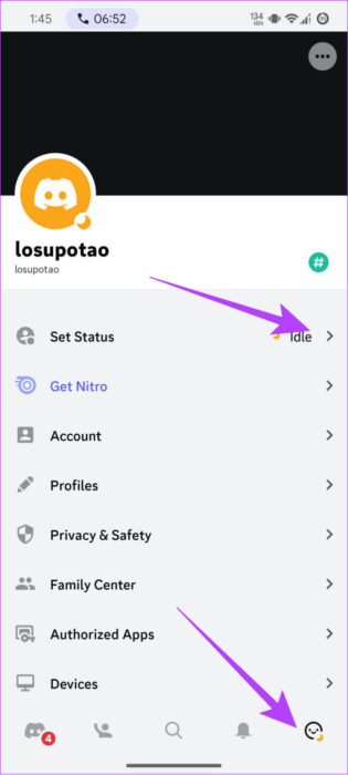 tap-the-profile-button-and-choose-Set-Status-692x1536-1-e1706000100214 14 من أفضل النصائح والحيل لـ DISCORD: الدليل النهائي