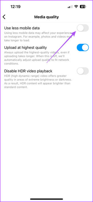 use-less-mobile-data-instagram-475x1024-1 أفضل 5 إصلاحات لعدم تشغيل مقاطع فيديو HDR على Instagram على iPhone وAndroid