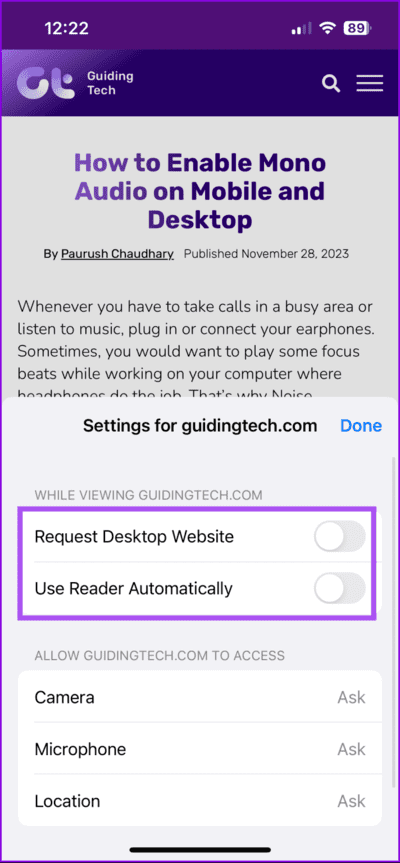 use-reader-automatically-safari-iphone-712x1536-1 أفضل 7 إصلاحات لعدم عمل وضع القارئ في Safari