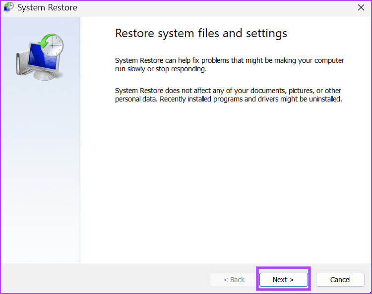 use-system-restore-11 9 إصلاحات لمشكلة "خدمة النقل الذكي في الخلفية (BITS) تستمر في التوقف" في Windows 10 و11